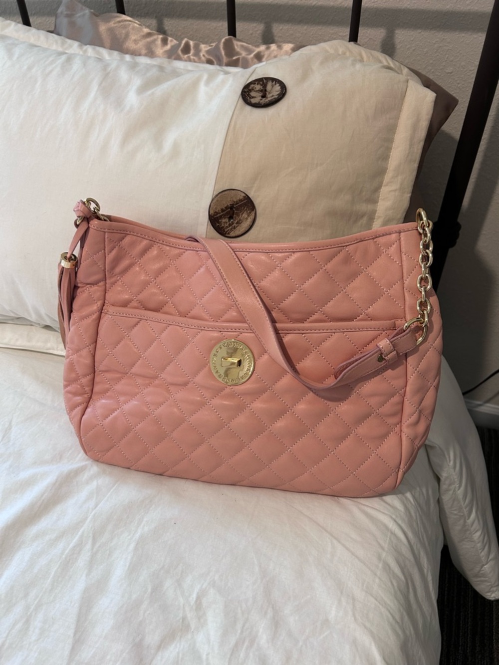 Isaac Mizrahi Quilted ballet pink Shoulder Bag with Tassel